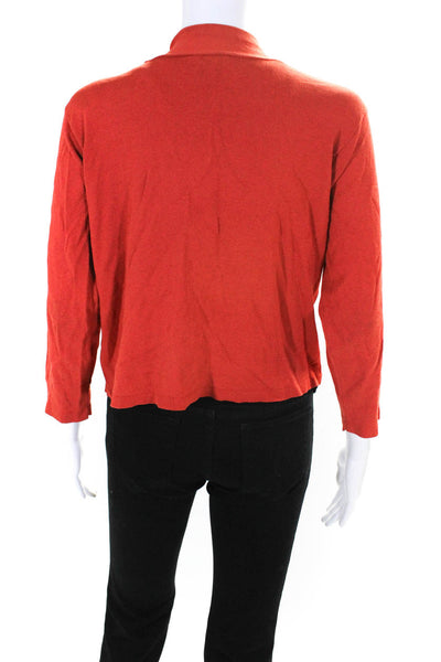 Eileen Fisher Petites Womens Long Sleeve Cardigan Sweater Orange Size PL