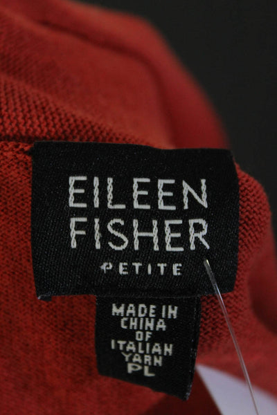 Eileen Fisher Petites Womens Long Sleeve Cardigan Sweater Orange Size PL