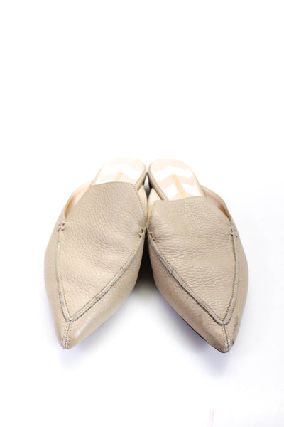 Nicholas Kirkwood Womens Light Brown Leather Flat Mules Shoes Size 7.5