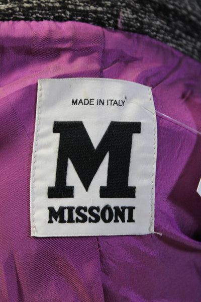 Missoni Womens Black Textured Cotton Wool Collar Long Sleeve Coat Jacket Size 6