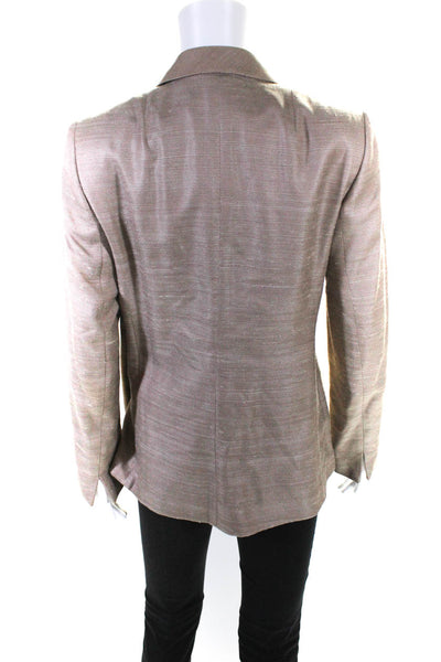 Akris Womens Brown Silk Three Hooks Long Sleeve Blazer Jacket Size 8
