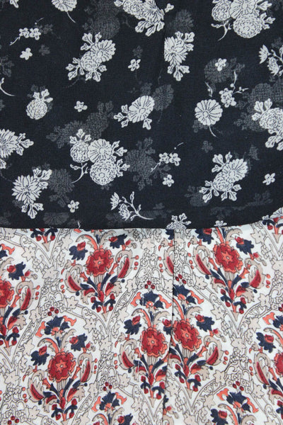Joie Vince Women's Silk Floral Print Blouses Red Black Size XS Lot 2