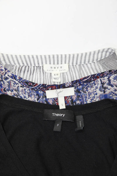 Theory Women's Basic Tee Printed Blouses Black Gray Blue Size XS S P Lot 3