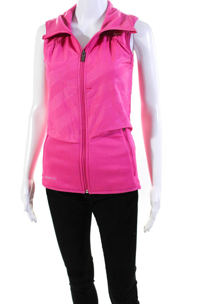 Nike Womens Therma-Fit Mock Neck Zip Up Athletic Vest Pink Size XS