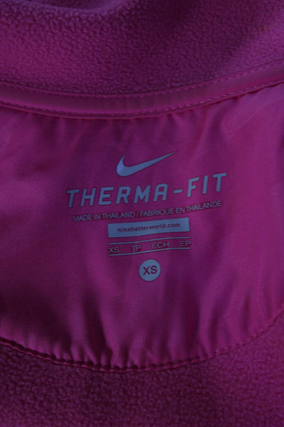 Nike Womens Therma-Fit Mock Neck Zip Up Athletic Vest Pink Size XS