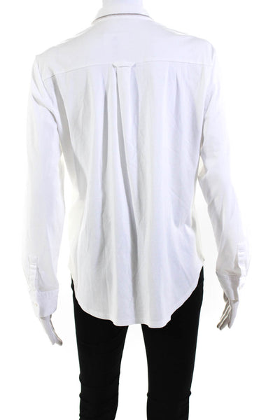 blancevert Womens Concealed Placket Button Up Blouse Top White Size 42