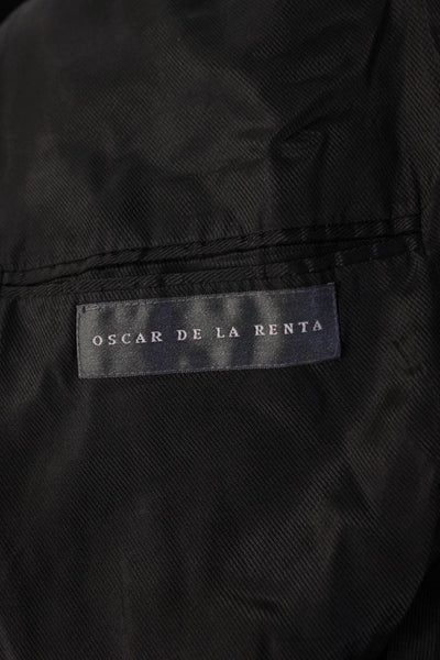 Oscar de la Renta Mens Notch Lapel Faux Outer Pocket Blazer Jacket Black Size 46