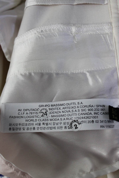 Massimo Dutti Womens Buttoned Pleated Cuffed Straight Leg Pants White Size 4