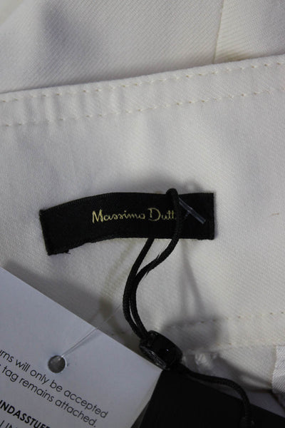 Massimo Dutti Womens Buttoned Pleated Cuffed Straight Leg Pants White Size 4