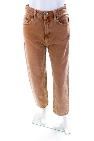 Ksubi Womens Cotton Colored Buttoned Straight Leg Jeans Orange Size EUR24