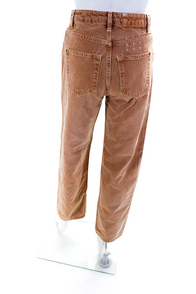 Ksubi Womens Cotton Colored Buttoned Straight Leg Jeans Orange Size EUR24