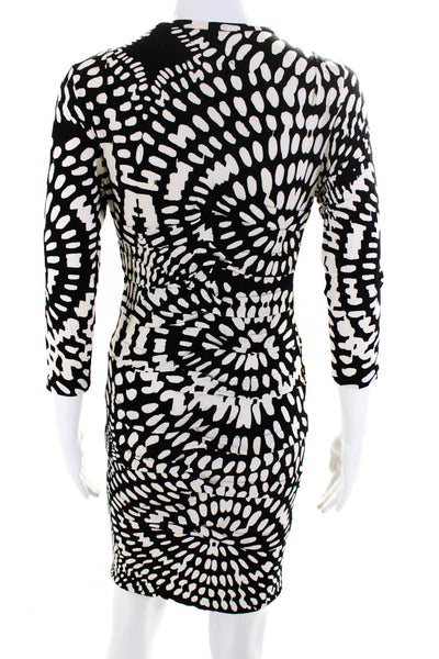 Artelier Nicole Miller Womens Printed Jersey Ruched Sheath Dress Black Size S
