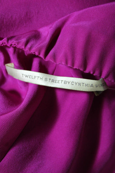 Twelfth Street by Cynthia Vincent Womens Silk Bubble Hem Midi Skirt Pink Size M