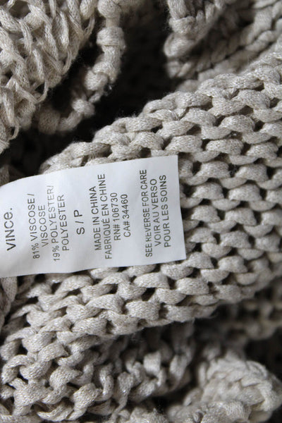 Vince Womens Open-Knit Boat Neck Split Hem Long Sleeve Sweater Gray Size S