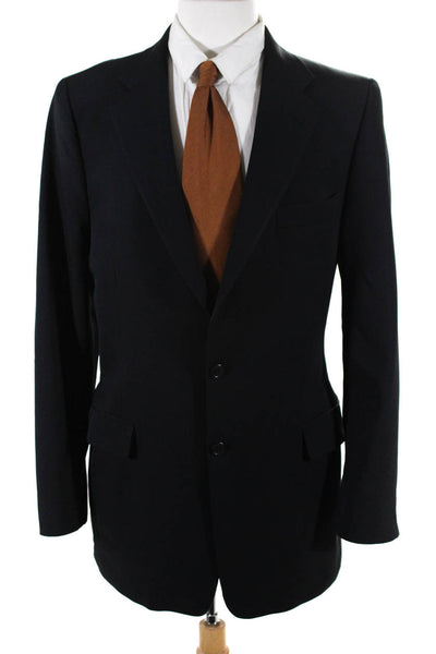 Hickey Freeman Mens 100% Wool Slim Two Button Blazer Suit Jacket Navy Size 42R
