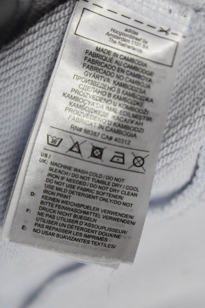 Adidas Mens Pullover Drawstring Logo Hoodie Sweatshirt Pale Blue Cotton Large