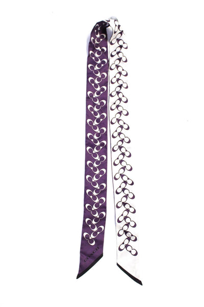 Coach Womens Silk Crepe Monogrammed Purple Thin Tie Wrap Scarf