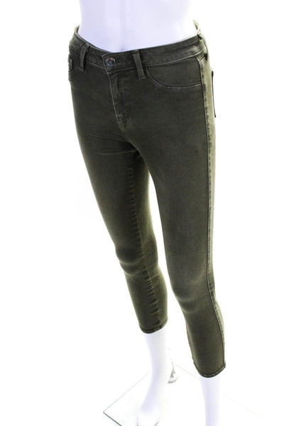 L'agence Womens High Waist Ankle Skinny Jeans Pants Olive Green Size 26