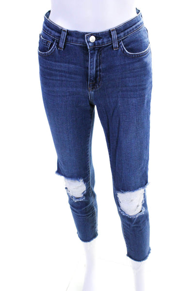 L'Agence Womens High Waist Distressed Slim Skinny Jeans Pants Blue Size 26