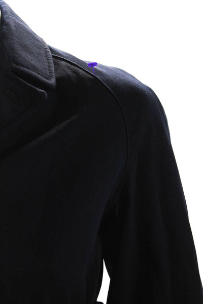 Harrods Women's Collar Hood Double Breast 3/4 Sleeves Lined Jacket Black Size 28