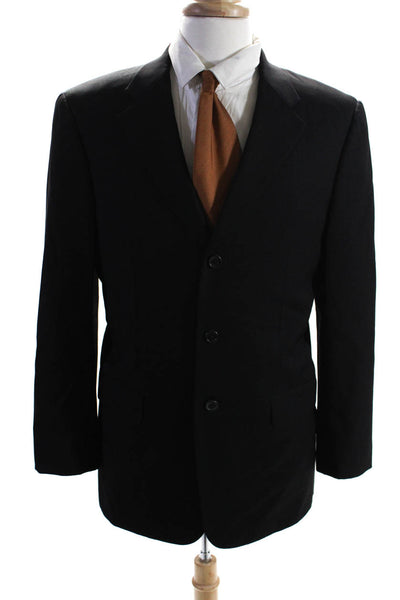 Valentino Boutique Mens Lapel Three Button Blazer Suit Jacket Black Size 50