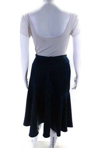 Sachin & Babi Womens Satin High Rise Flared Midi Skirt Navy Blue Size 10