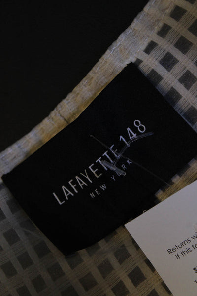 Lafayette 148 New York Womens Chiffon Leather Trim Zip Up Jacket Beige Size S