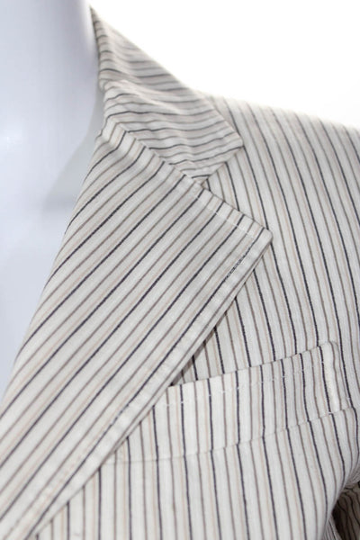Theory Women's Cotton Blend Striped Two Button Fully Lined Blazer White Size 0