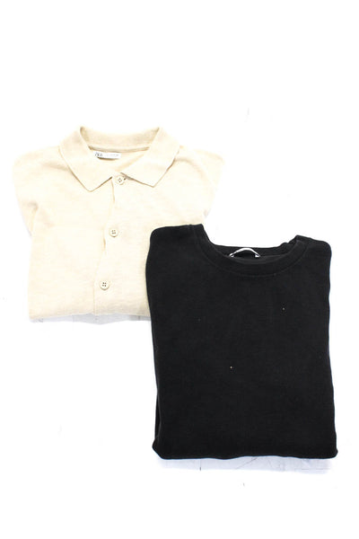Zara Men's Button Down Shirt Crewneck Sweater Black Beige Size M L Lot 2
