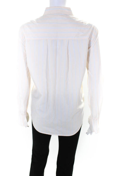 Frame Womens Orange Cotton Striped Long Sleeve Button Down Shirt Size S