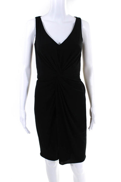 David Meister Women's Sleeveless V-Neck Lined Midi Pencil Dress Black Size 4