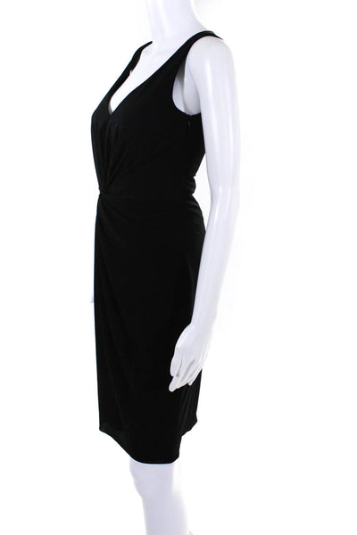 David Meister Women's Sleeveless V-Neck Lined Midi Pencil Dress Black Size 4