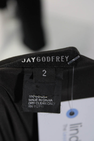 Jay Godfrey Womens Brown Ruffle Silk Crew Neck Zip Back Blouse Top Size 2