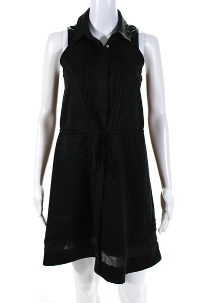PJK Patterson J Kincaid Womens Black Collar Belted Sleeveless Shift Dress Size S