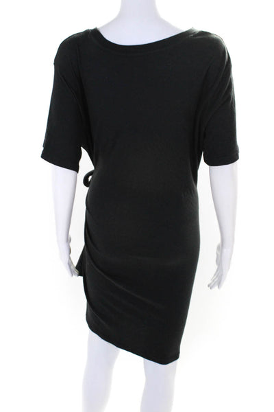 Rails Womens Cotton Tie Waist Round Neck Wrap T-Shirt Maxi Dress Black Size XL