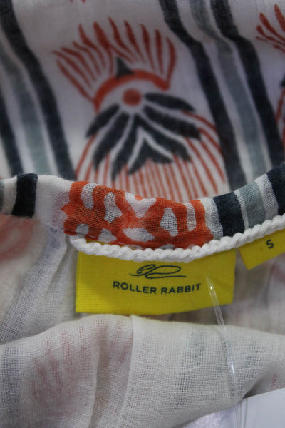 Roller Rabbit Women's Long Sleeve Crew Neck Button Up T-shirt Dress Orange S