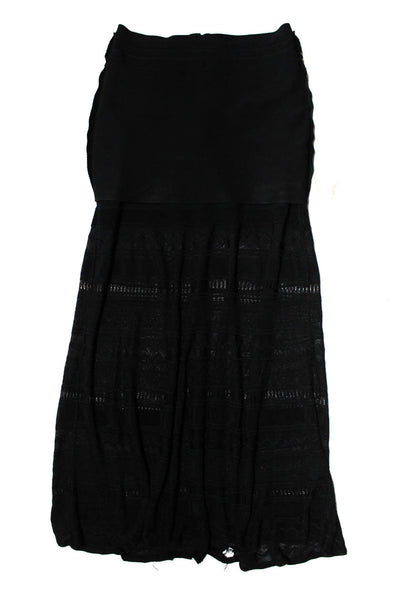 Herve Leger Women's Zip Up Low Rise Lace Maxi Skirt Black Size S