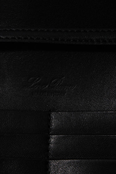 Loro Piana Womens Sesia Small Leather Flap Shoulder Bag Handbag Black