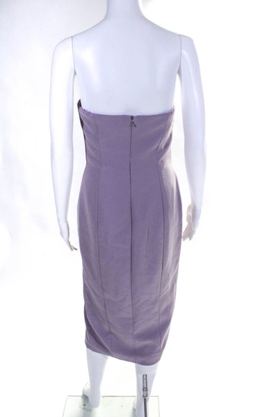 Jay Godfrey Womens Strapless Leg Slit Mid Calf Zip Sheath Dress Lavender Size 4
