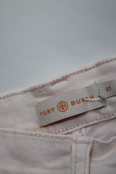 Tory Burch Women's Low Rise Button Up Straight Leg Denim Jeans Pink Size 27