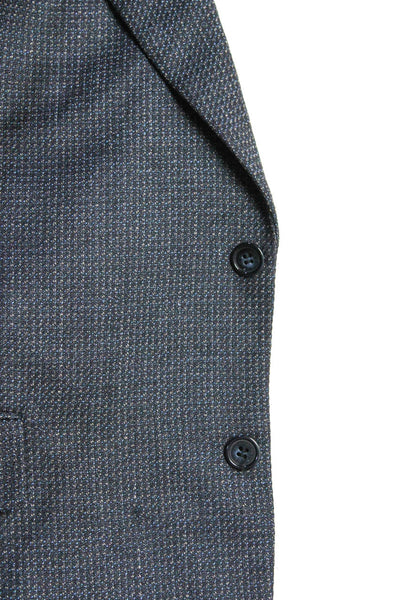 Stafford Men's Lined Notched Collar Two-Button Suit Blazer Black Blue Size 44