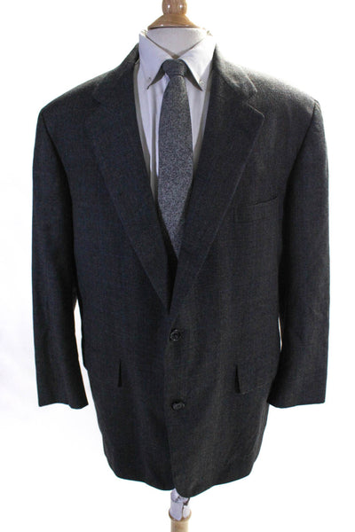 Brooks Brothers Wool Three-Button Lined Plaid Print Suit Blazer Gray Size 46