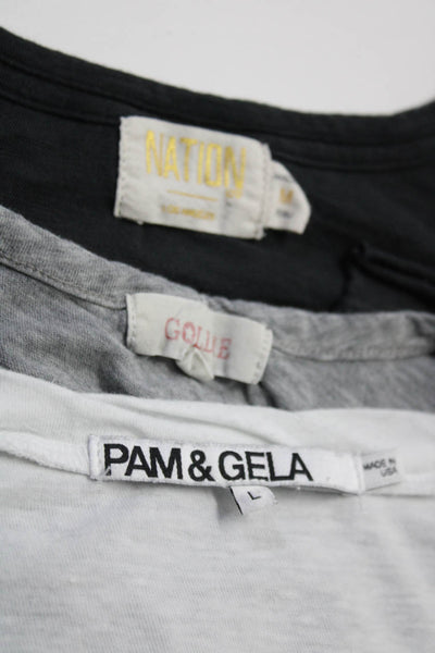 Pam & Gela Goldie Women's Tees Tank Top White Gray Black Size M L Lot 3