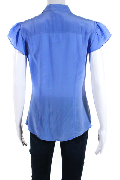 Maeve Anthropologie Womens Powder Blue Silk Collar Cap Sleeve Blouse Top Size 6