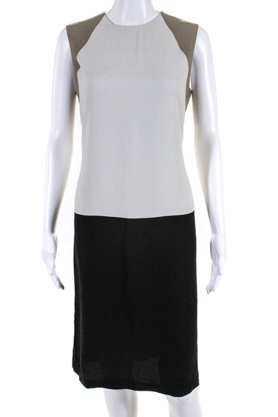 Francisco Costa for Calvin Klein Womens Taupe Color Block Shift Dress Size 6