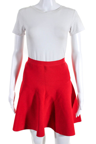 BCBGMAXAZRIA Womens Bright Red Pull On Knee Length Unlined Circle Skirt Size M
