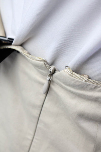 Tse Womens Side Zip Knee Length A Line Skirt Beige Cotton Size 10