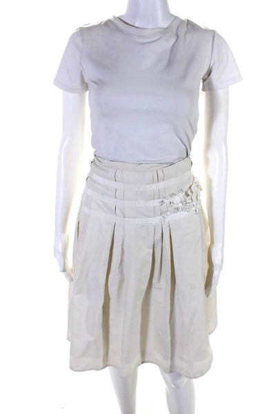 Robert Rodriguez Black Label Womens Side Zip Knee Length A Line Skirt White 12