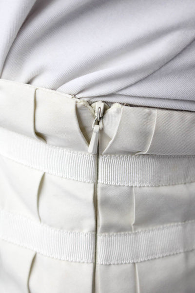 Robert Rodriguez Black Label Womens Side Zip Knee Length A Line Skirt White 12
