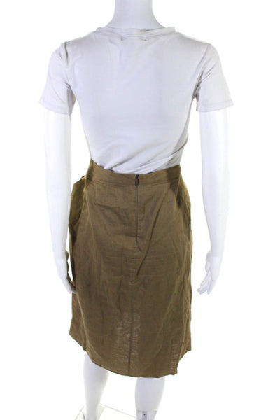 Tse Womens Back Zip Knee Length Pencil Skirt Brown Cotton Size 10